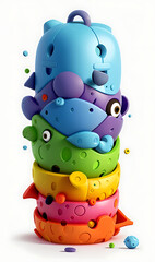 Obraz premium An abstract illustration of cognitive load with representations of mental clutter. with contrasting shapes and colors to illustrate the difference between a cluttered and a clear mind.