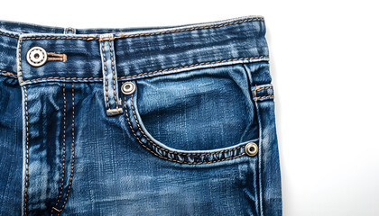 Blue jeans isolated on white. Stylish clothes