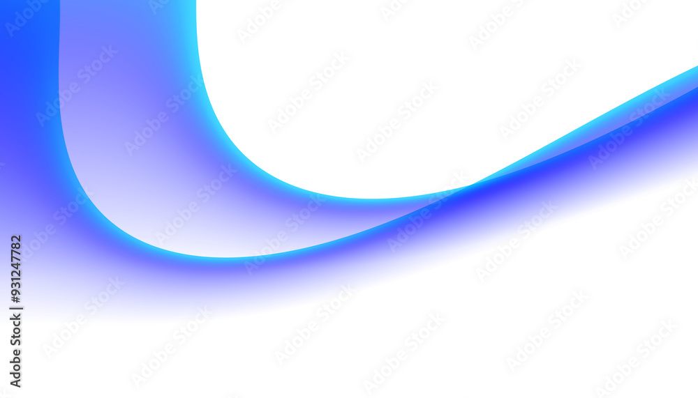 Poster Blurred transparent gradient background. Elegant blue wavy line on Transparent png overlay background