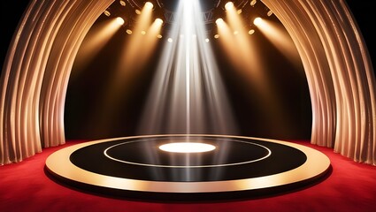 Spotlight on the Red Carpet round stage with Stage Lighting , created with generative AI technology

