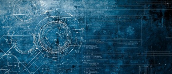 High-tech blueprint with measurements, Generative AI