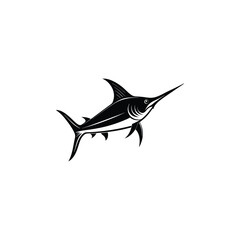 Broadbills fish sword like snout isolated swordfish monochrome icon.