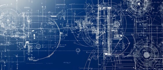 High-tech blueprint with measurements, Generative AI