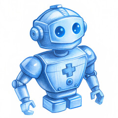 malfunctioning medic robot 3d sketch illustration