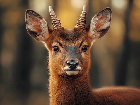 Detailed Close Up of a Pudu, Pudu puda, in the Wild