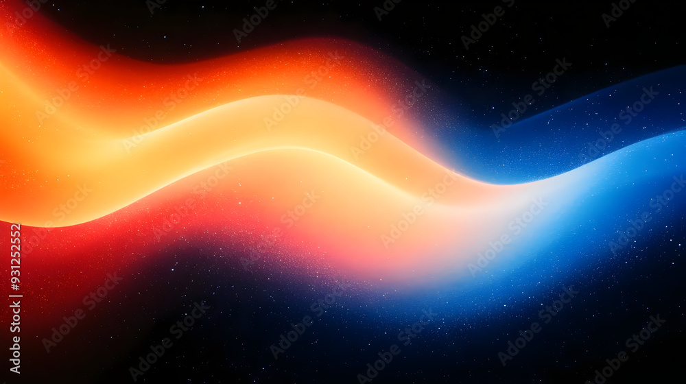 Wall mural Abstract waves of vibrant colors on a dark background.