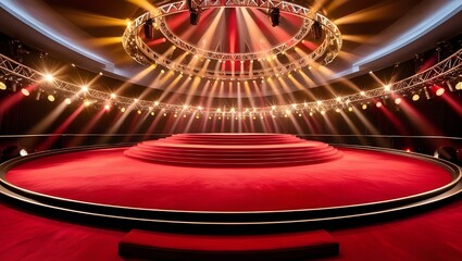 Spotlight on the Red Carpet round stage with Stage Lighting , created with generative AI technology

