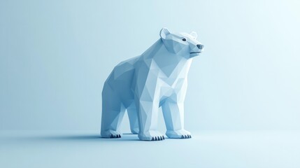Fototapeta premium 3D render of a white polar bear made from many blue plastic vertical stripes