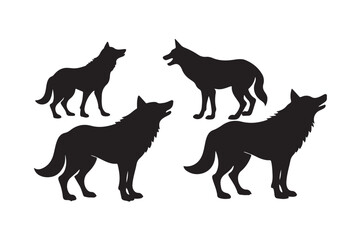 Set of wolf silhouettes. Wolf silhouette isolated, Wolf pack silhouette and Wolf Silhouette Bundle