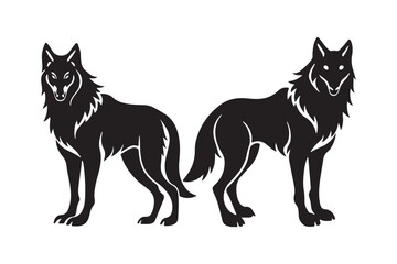 Set of wolf silhouettes. Wolf silhouette isolated, Wolf pack silhouette and Wolf Silhouette Bundle