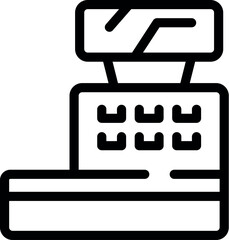 Simple icon of a cash register with buttons and a digital display