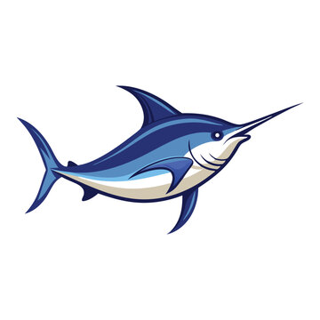 recommend clip art: Atlantic Blue Marlin Under water animal flat vector illustration.