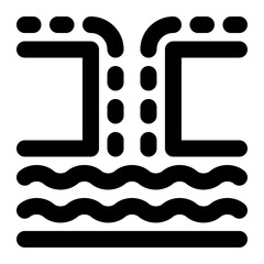 drainage, waterways, draining, ditch, gutter, water tunnel outline icon