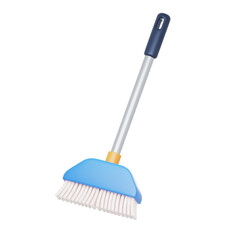 blue broom 3d illustration