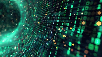 Binary Code Flow Abstract Art