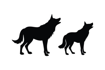 Set of wolf silhouettes. Wolf silhouette isolated, Wolf pack silhouette and Wolf Silhouette Bundle