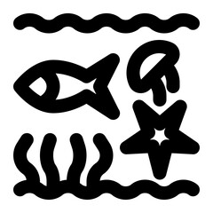 sea life, biome, biota, biology, ecosystem, sea, ocean, geography outline icon