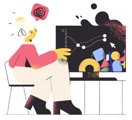 Woman confused by complicated chart