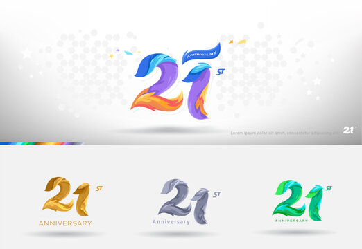 21st Anniversary design logo. Modern colorful style. cheerful number celebration with color variation - Powered by Adobe