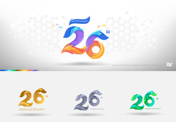 26th Anniversary design logo. Modern colorful style. cheerful number celebration with color variation