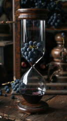 Fototapeta premium Hourglass grapes into wine