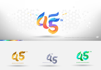 45th Anniversary design logo. Modern colorful style. cheerful number celebration with color variation