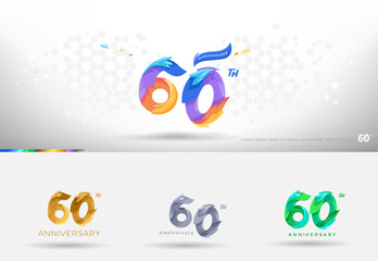 60th Anniversary design logo. Modern colorful style. cheerful number celebration with color variation