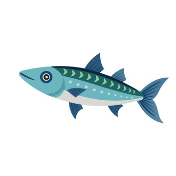 blue fish swimming on white background clip art preview