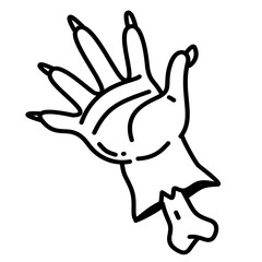 hand drawn zombie hand cartoon doodle