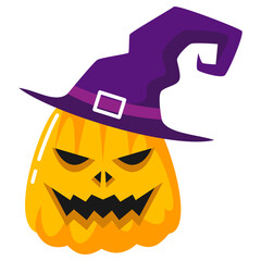 Halloween Pumpkin With Witch Hat Illustration