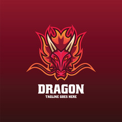 Vector Logo Illustration Dragon E- Sport and Sport Style.
