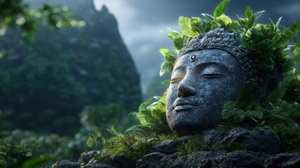 Obraz premium Lost traveler using AI translation device to communicate with local tribe.