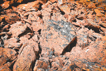 Rocks covering the Muen Mountain, Innlandet, Norway, in summer.
