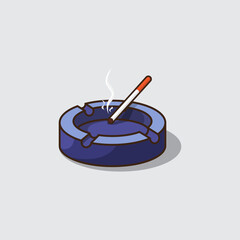 vector illustration of cigarette in ashtray, vector illustration template