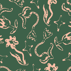 Seamless pattern of cute flowers. Template for Notebook covers, pattern for wallpapers, textile etc. Childish naive art vector illustration. brush painting