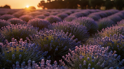 Naklejka premium field of purple lavender, ai generated