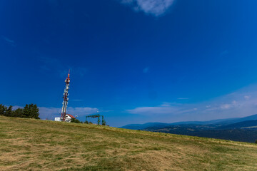A high mast, a television broadcasting station on the top of Mount Ochodzita