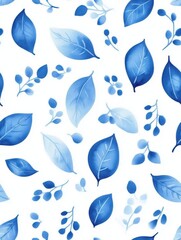 Intricate blue Boho mandala pattern in watercolor style, seamlessly repeating on a white background