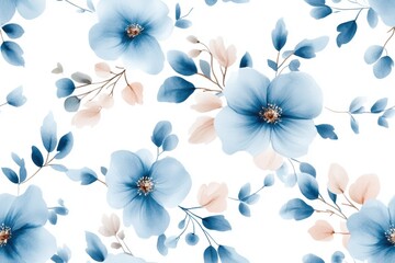 Obraz premium Intricate blue Boho mandala pattern in watercolor style, seamlessly repeating on a white background