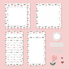Vector set of aesthetic planner stickers, sticky notes, notepad and memo pad