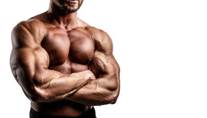 Muscular male arm on a  white and transparent background 