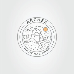 Arches national park or america landmark logo vector illustration design