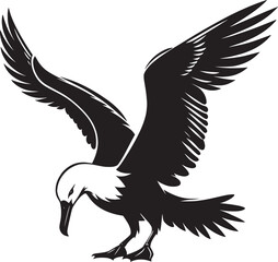 Obraz premium Beautiful albatross bird Silhouette isolated on white background Minimalist albatross vector shape