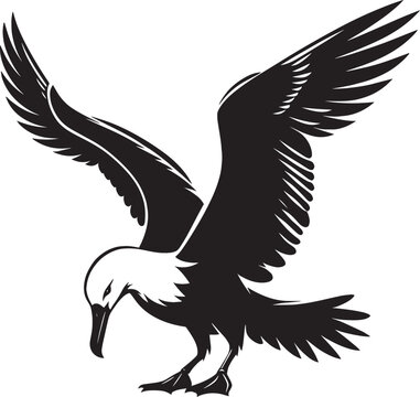 recommend clip art: Beautiful albatross bird Silhouette isolated on white background Minimalist albatross vector shape