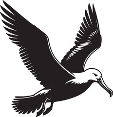 Beautiful albatross bird Silhouette isolated on white background Minimalist albatross vector shape