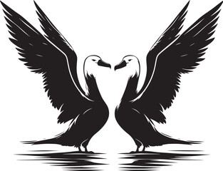 Beautiful albatross bird Silhouette isolated on white background Minimalist albatross vector shape