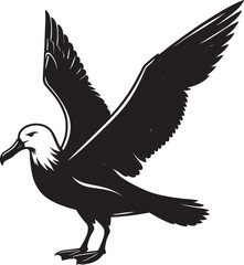 Beautiful albatross bird Silhouette isolated on white background Minimalist albatross vector shape