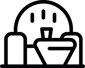 Line drawing of an igloo building workshop, providing an opportunity to learn the art of constructing a traditional ice shelter