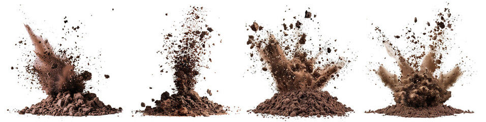 Set of brown soil explosions, cut out