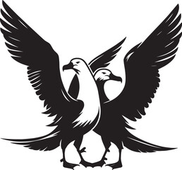 Beautiful albatross bird Silhouette isolated on white background Minimalist albatross vector shape